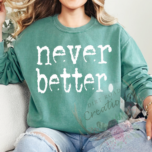 Never better screen print Sweatshirt