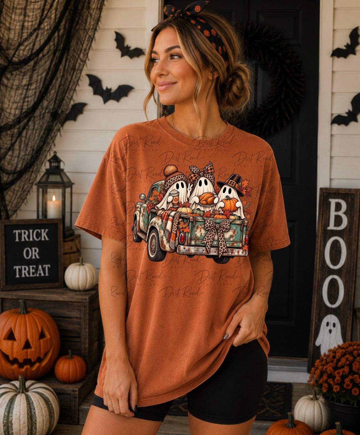 Ghosties in a truck graphic tee