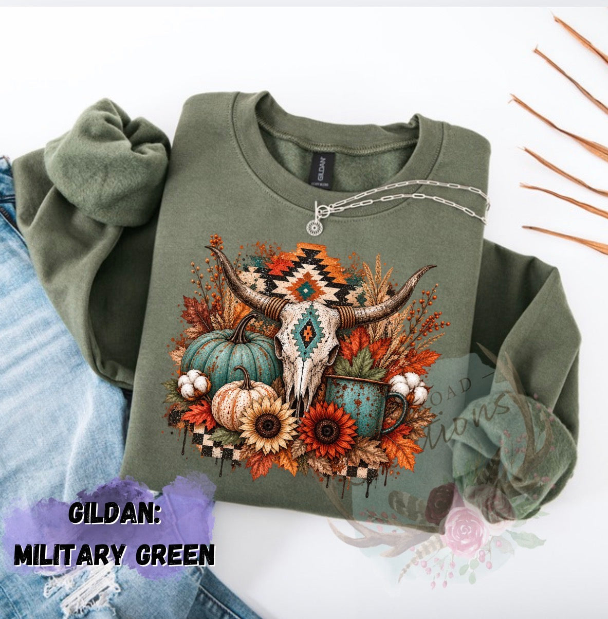 Fall bull skull sweatshirt