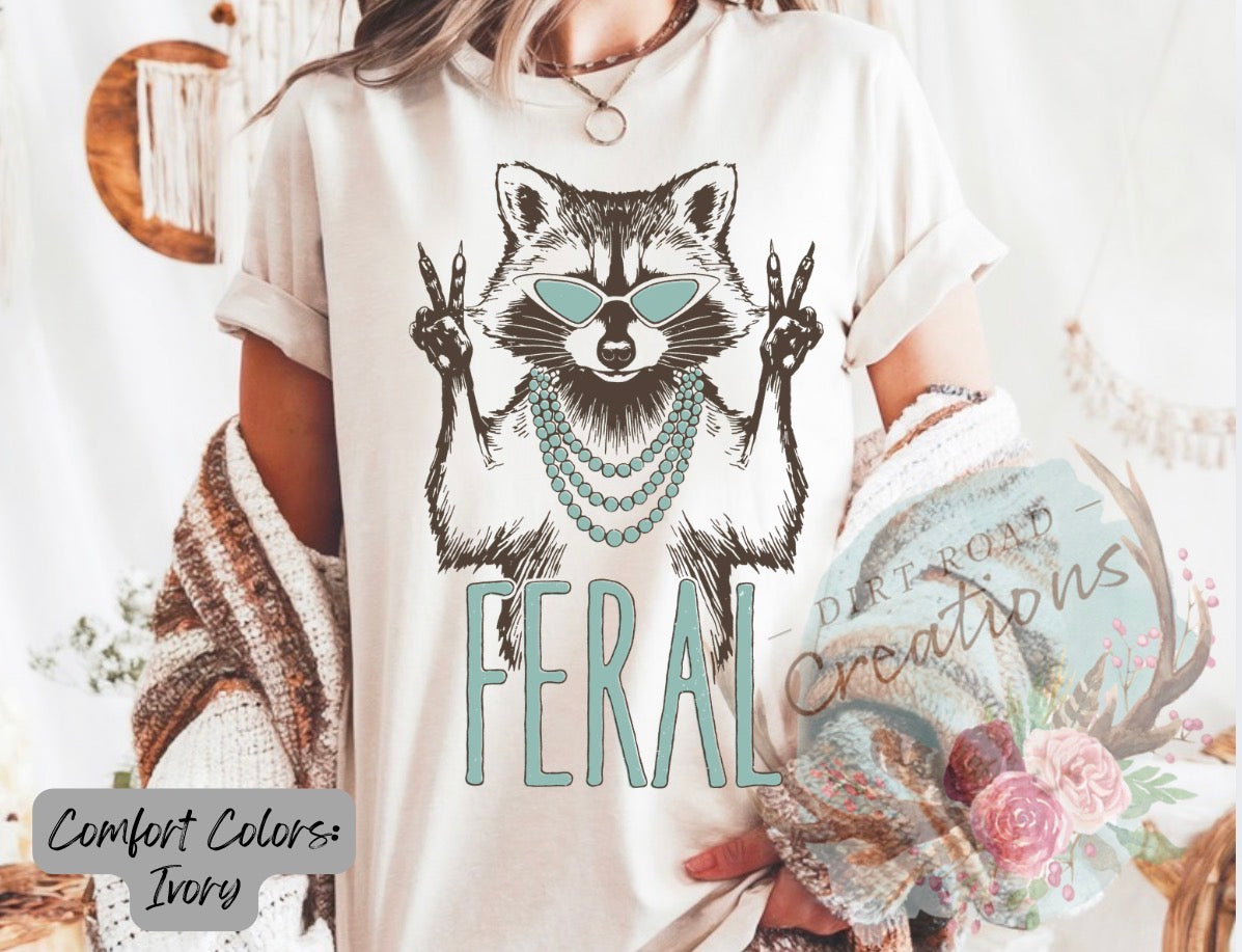 Turquoise feral graphic tee