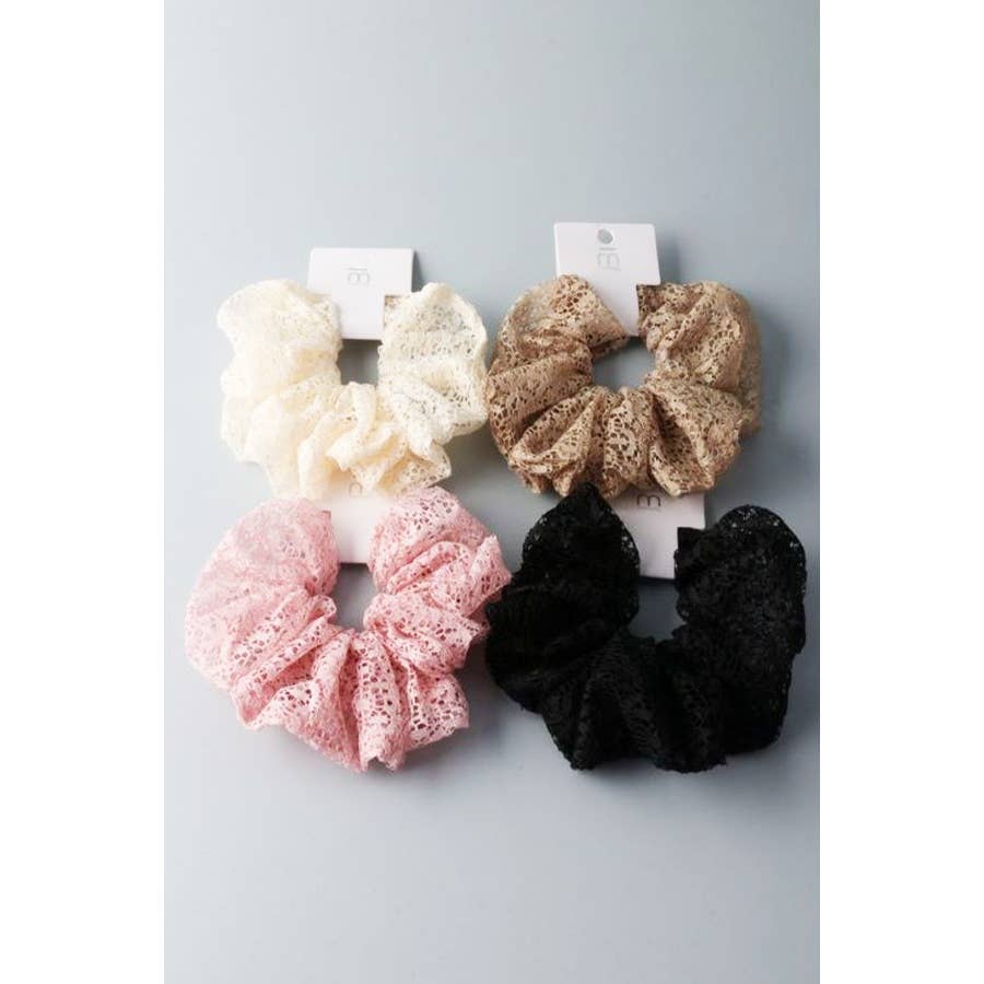 Assorted Sheer Lace Scrunchies: MIX COLOR / ONE