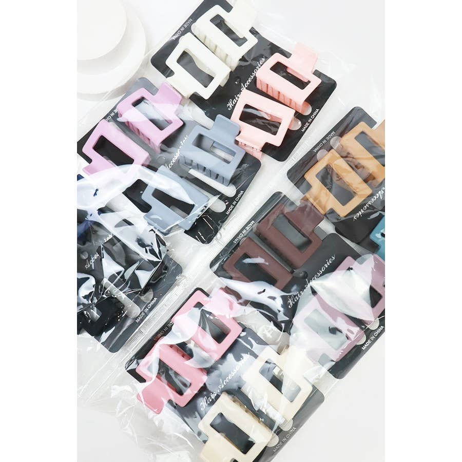 Matte Color Rectangle Medium Hair Clip: MIX COLOR / ONE