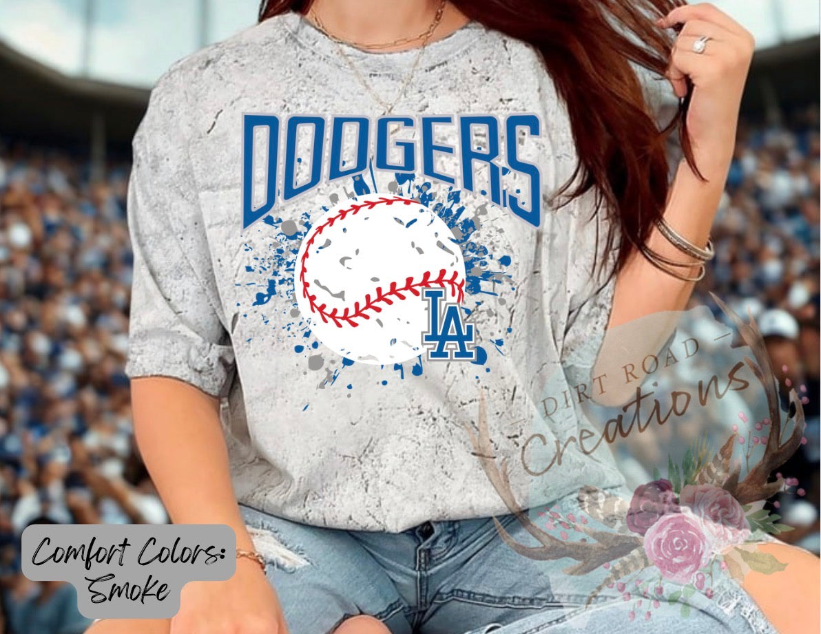 Dodgers splatter graphic tee