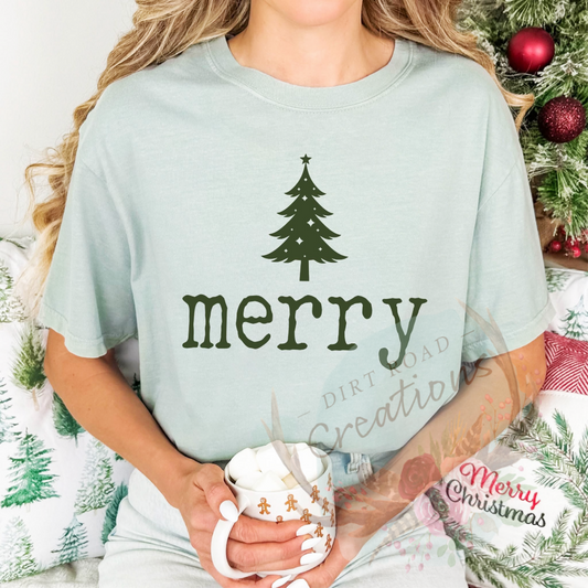 Merry screen print TEE