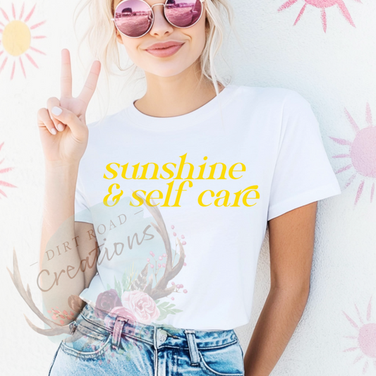 Sunshine and Self Care screen print tee