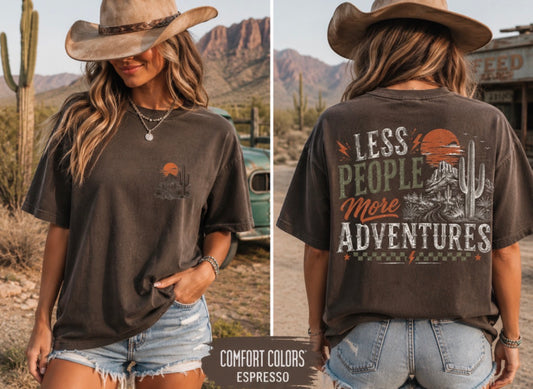Less people more adventure graphic tee