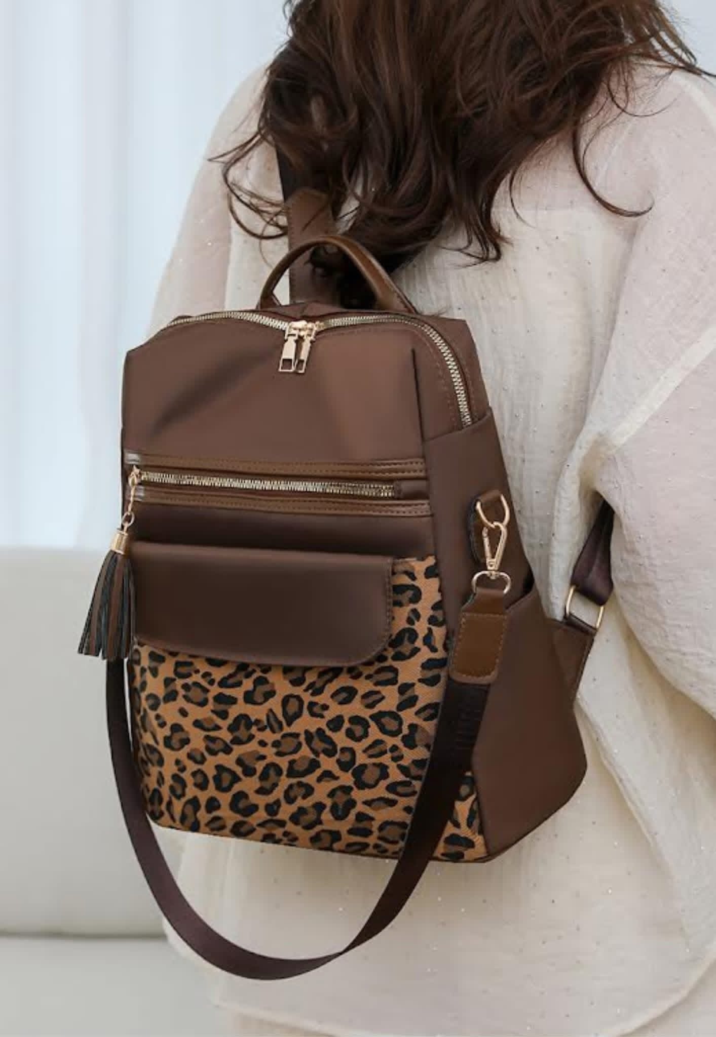 Preorder: two tone leopard backpack
