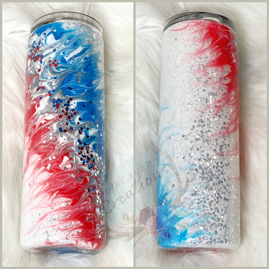 Red white and blue boujie stinger tumbler