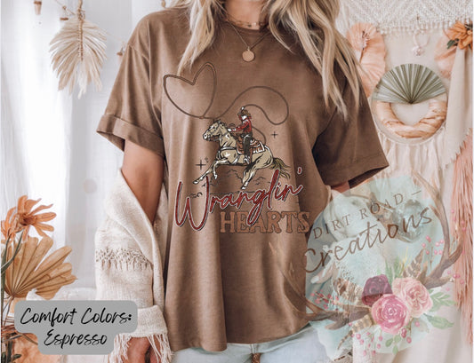 Wranglin hearts graphic tee