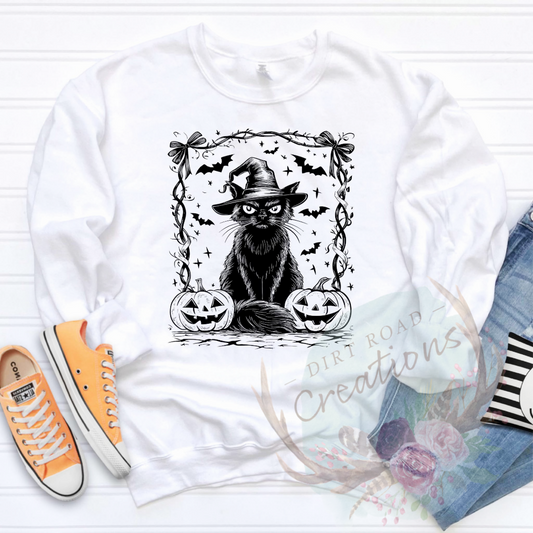 Black cat screen print TEE