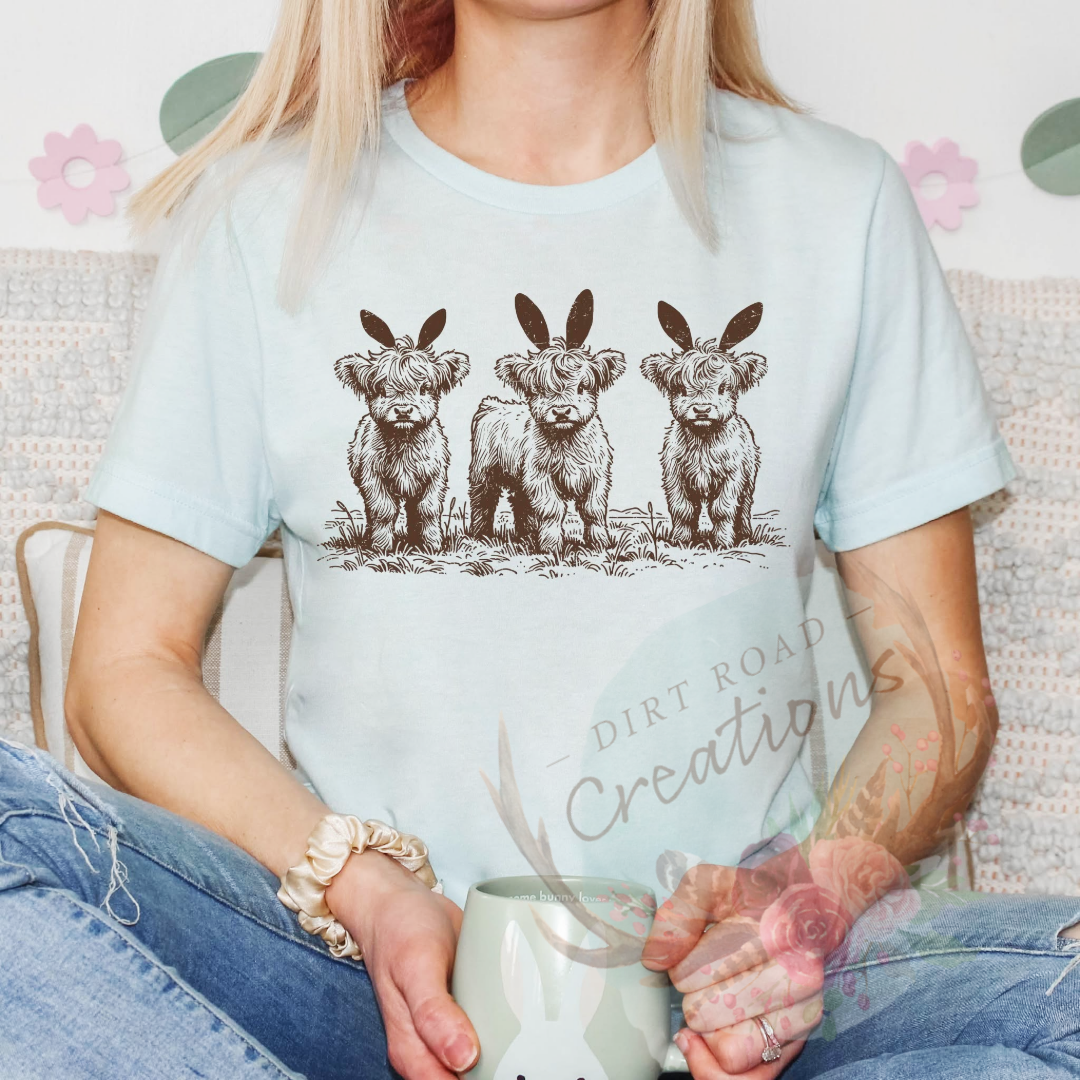 Rabbit cows screen print tee