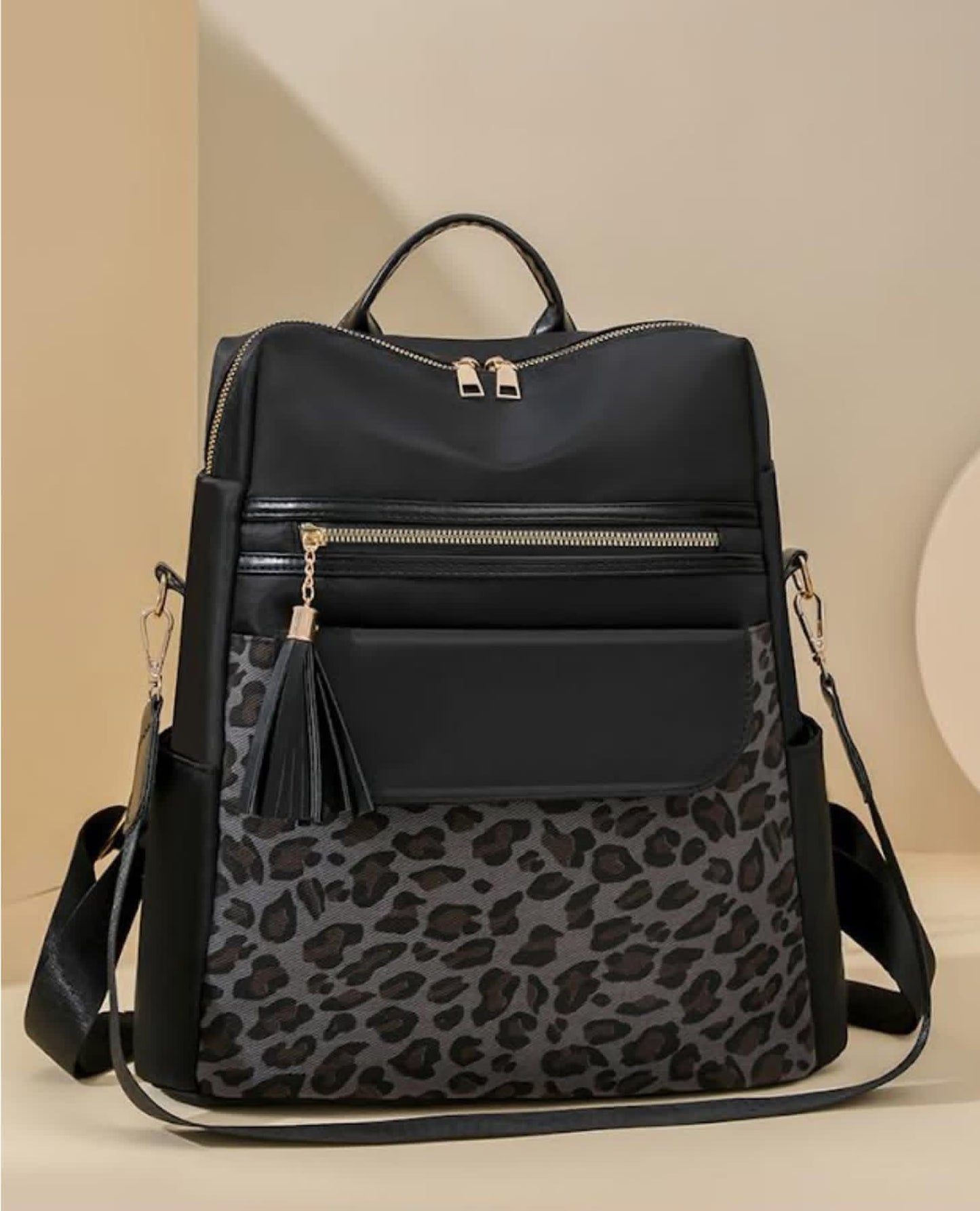 Preorder: two tone leopard backpack