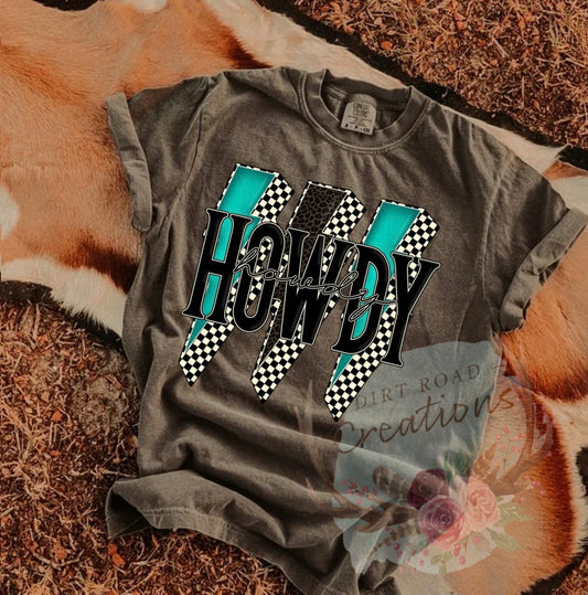 Howdy lightning bolts graphic tee