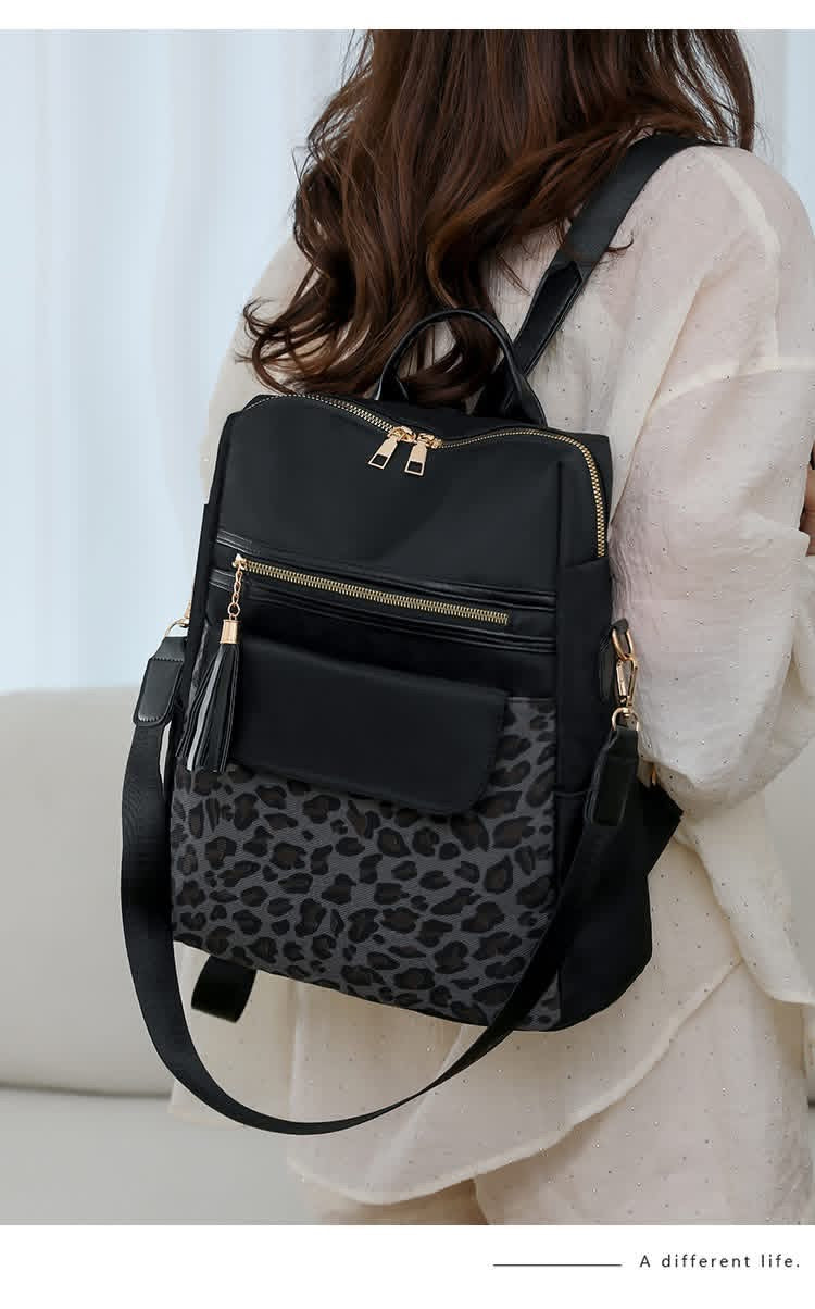 Preorder: two tone leopard backpack