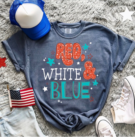Red white & Blue graphic tee