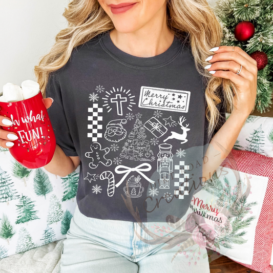 North Pole collage screen print TEE