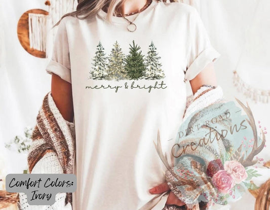 Merry and Bright screen print tee
