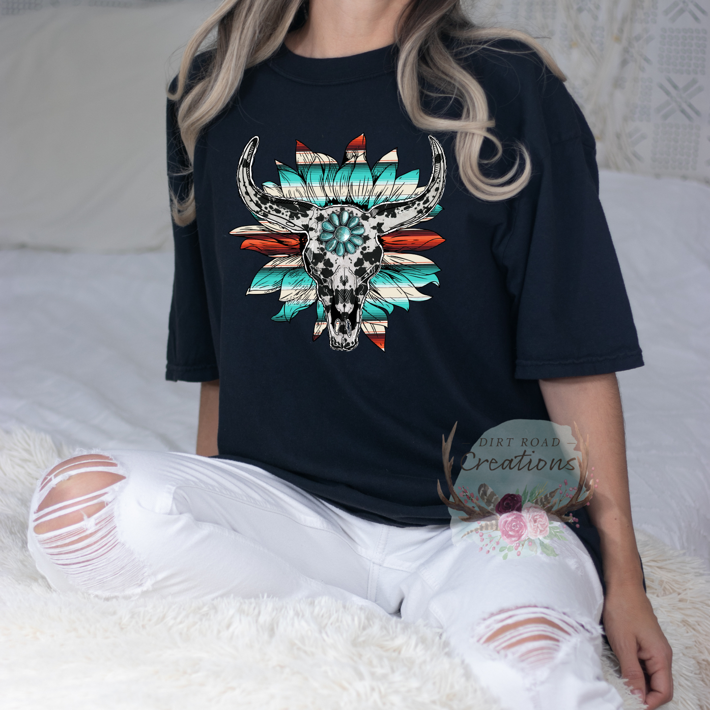 Serape Bull Skull Graphic Tee