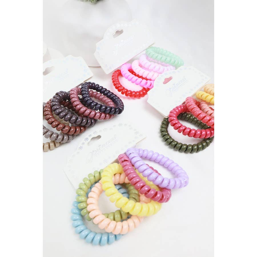 6-pc Phone Cord Hair Tie Set: MIX COLOR / ONE