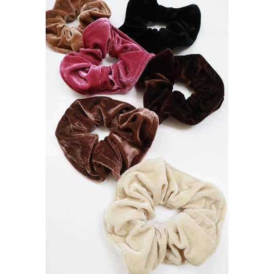 Premium Quality Large Soft Tone Velvet Scrunchie: MIX COLOR / ONE