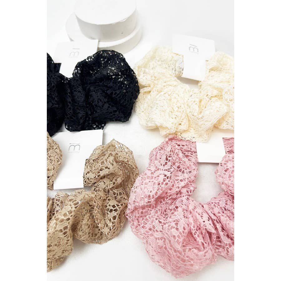 Assorted Sheer Lace Scrunchies: MIX COLOR / ONE