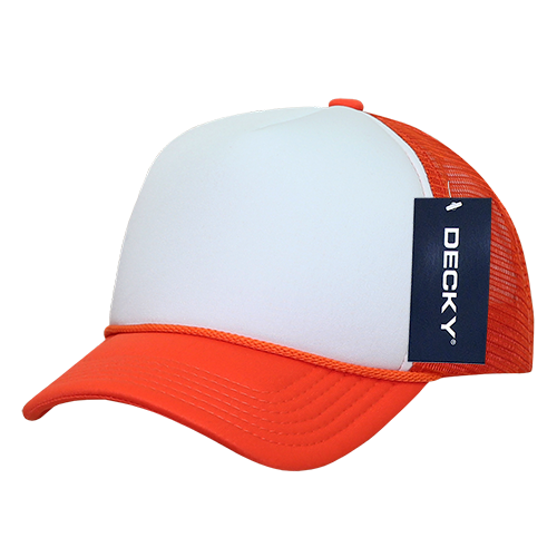 Decky 7010 - Kids, Youth Trucker Foam Hats, Mesh Back - 7010: Orange/White