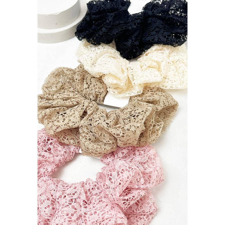 Assorted Sheer Lace Scrunchies: MIX COLOR / ONE