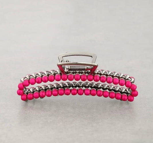 Large Western Metal Banana Hair Clip Claw: PINK