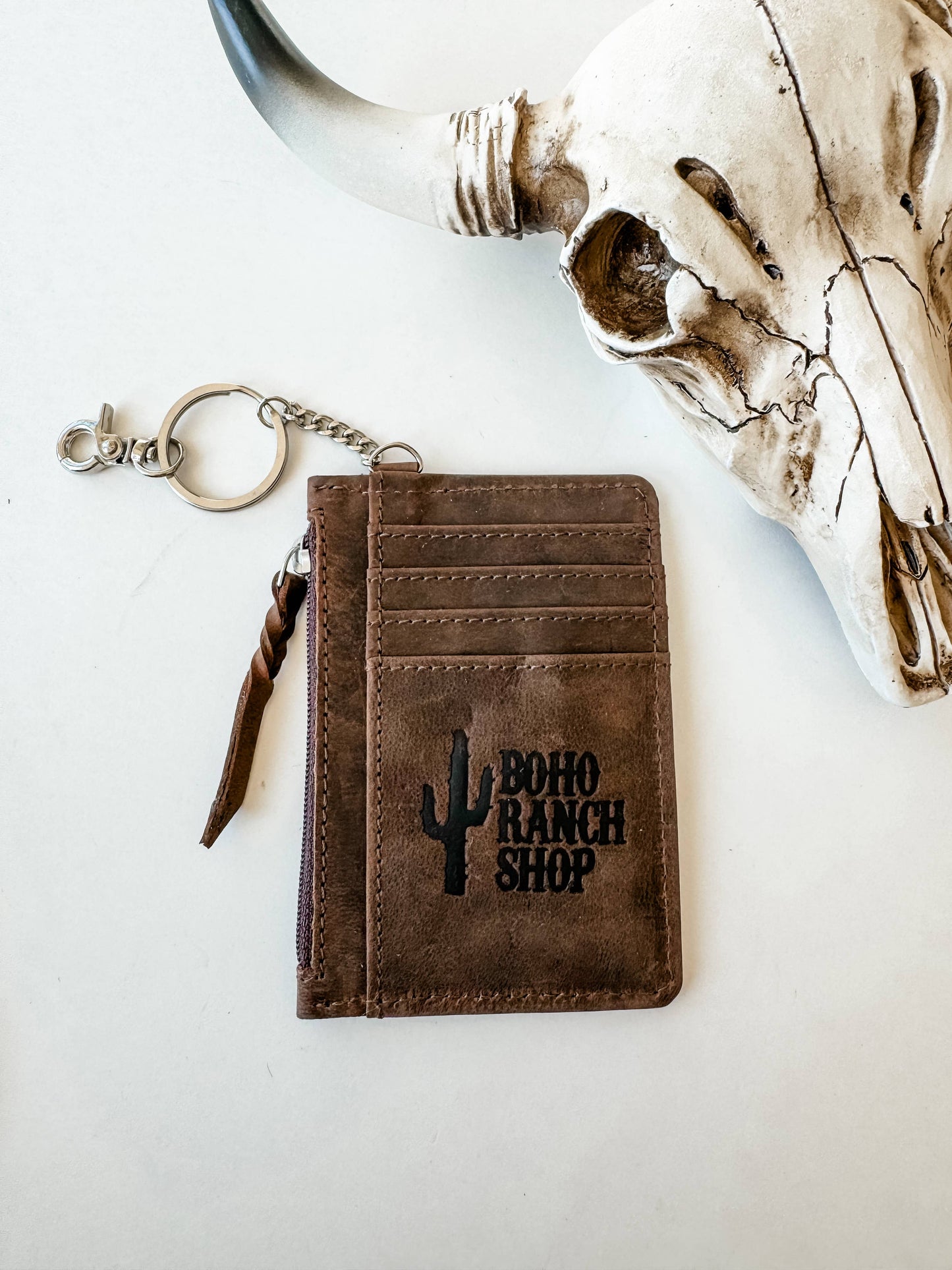 Thunderbird Western Cowhide Leather Keychain Wallet