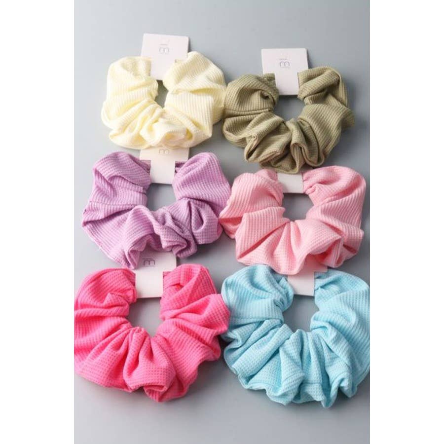 Waffle Textured Soft Scrunchies: MIX COLOR / ONE