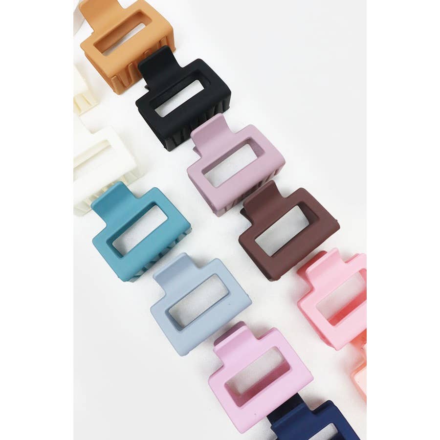 Matte Color Rectangle Medium Hair Clip: MIX COLOR / ONE