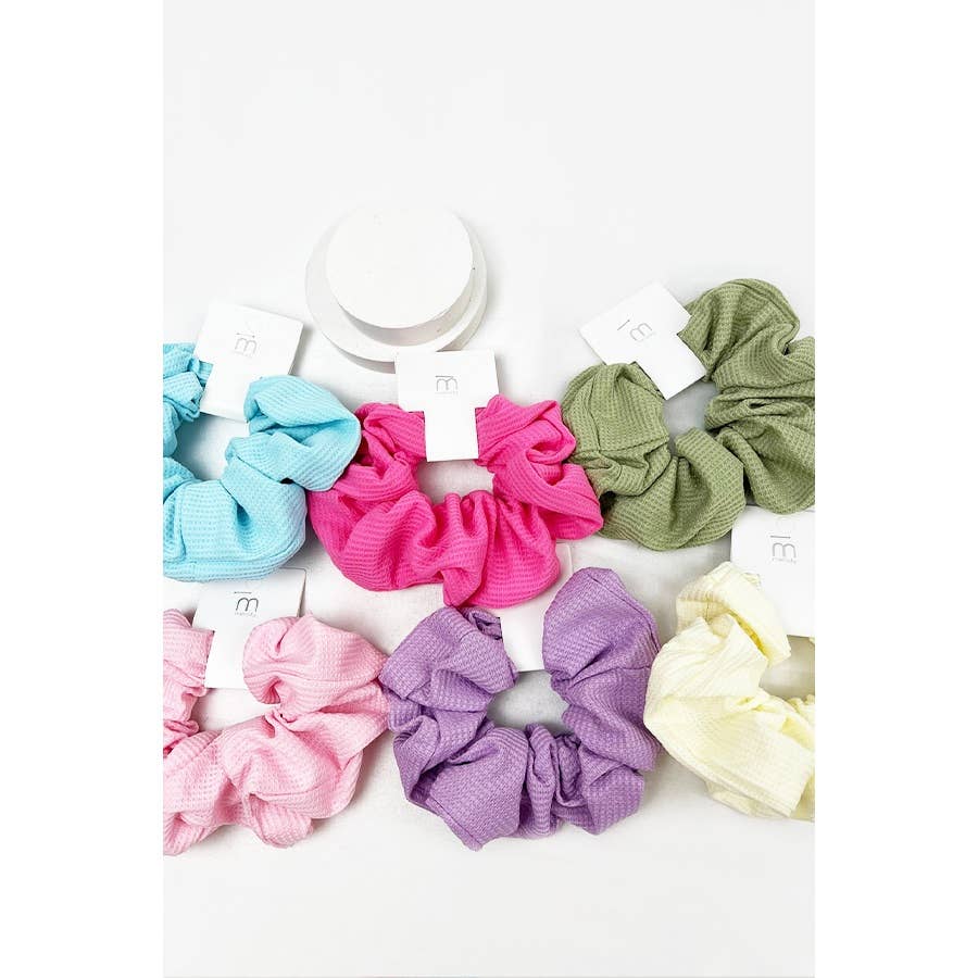 Waffle Textured Soft Scrunchies: MIX COLOR / ONE