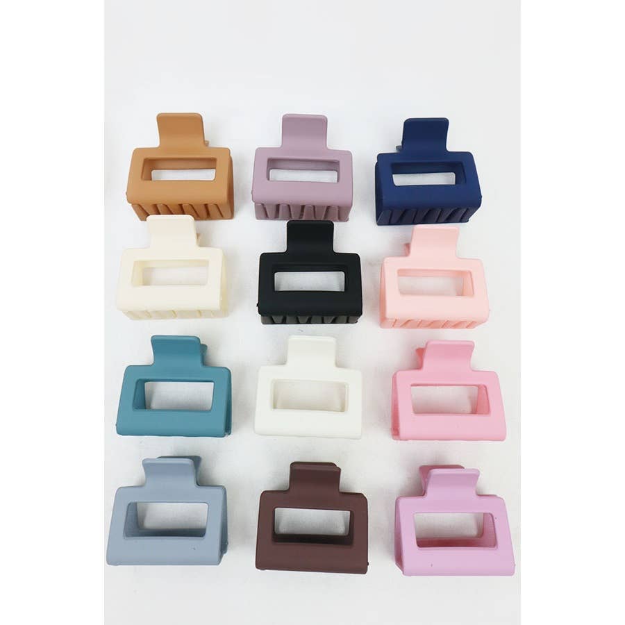 Matte Color Rectangle Medium Hair Clip: MIX COLOR / ONE