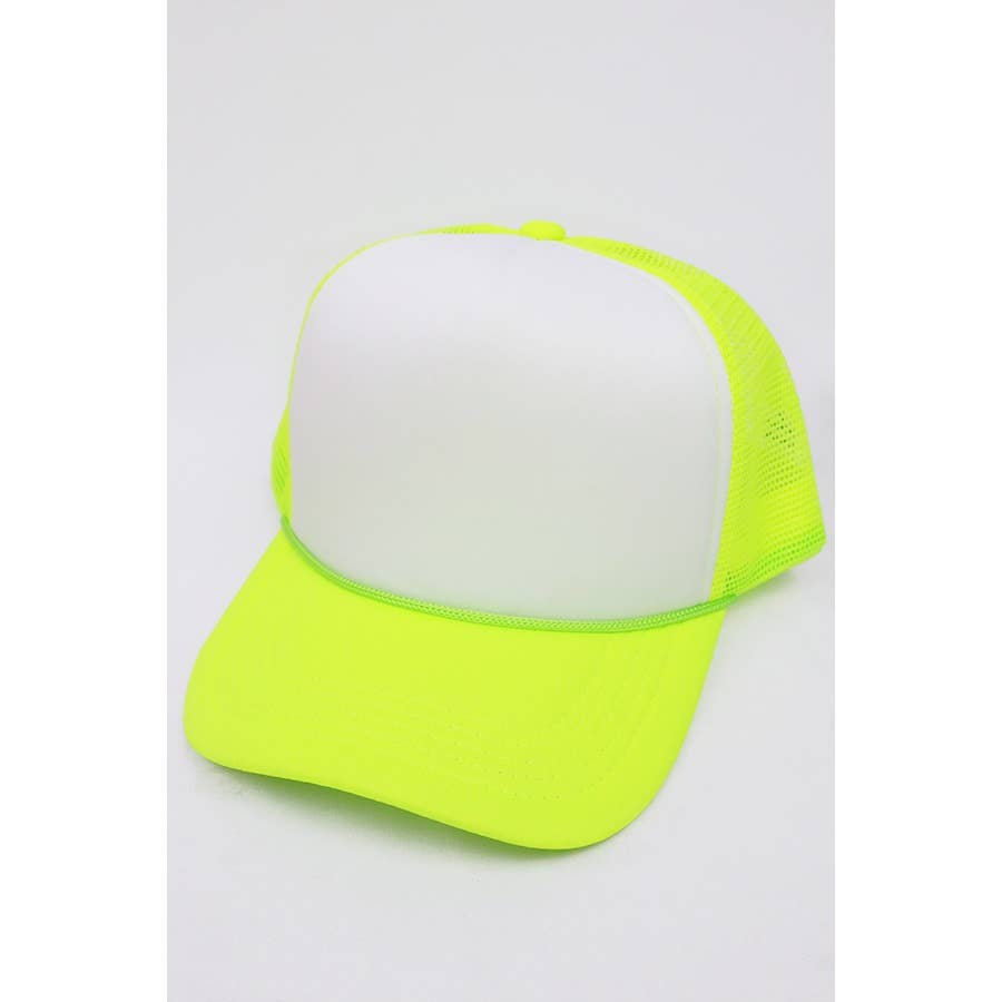 Neon Colors Foam Solid Two Tone Trucker Hat: NEON ORANGE / ONE