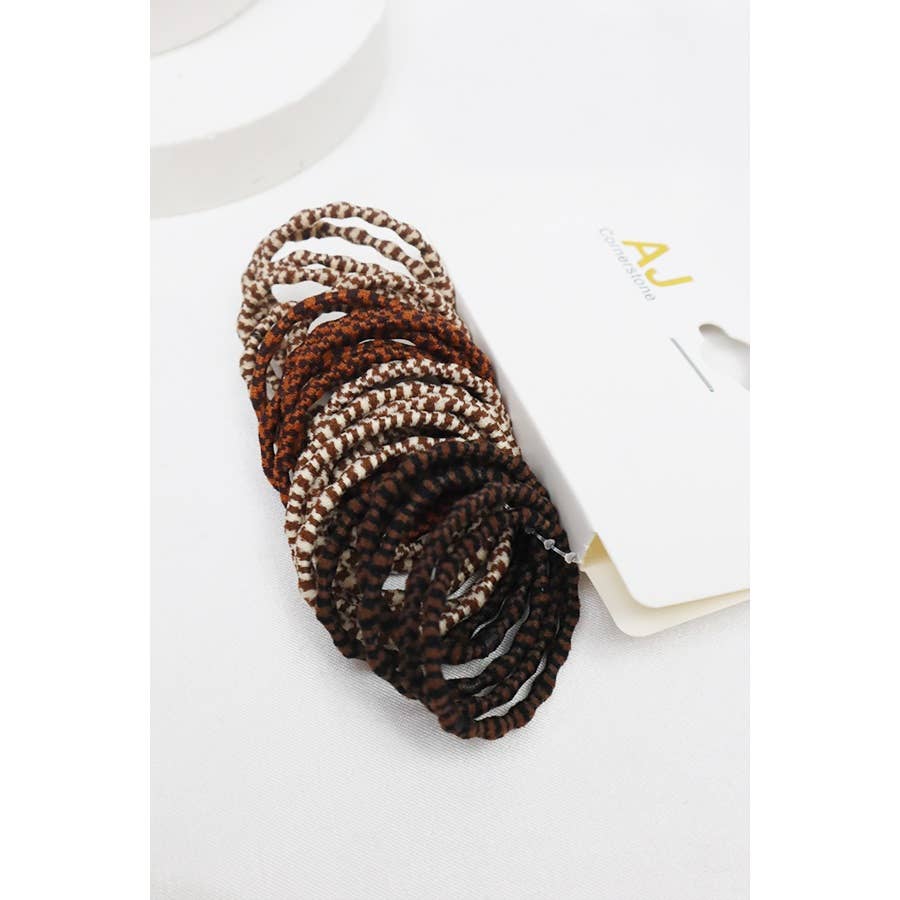 Brown Tone Rubber Ponytail Holder for Fine Hair: BROWN COMBO / ONE