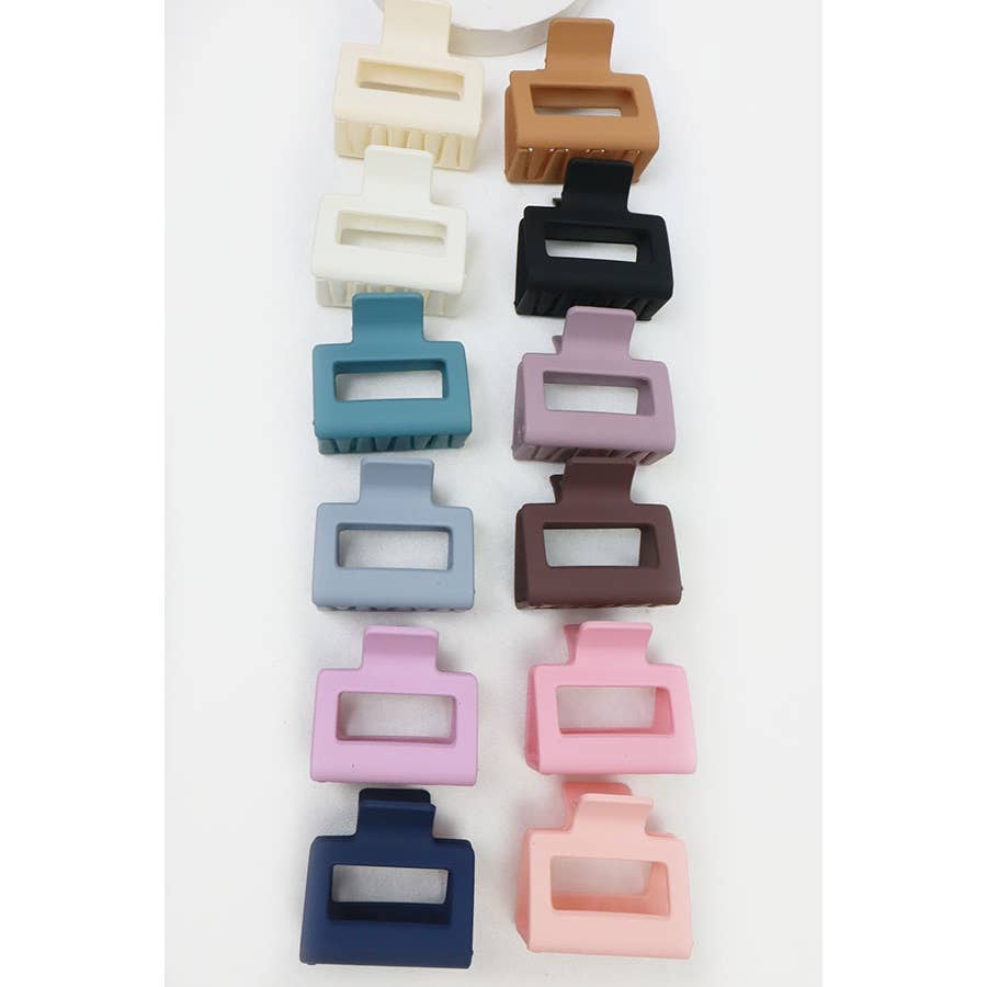 Matte Color Rectangle Medium Hair Clip: MIX COLOR / ONE