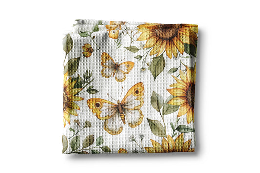 Sunflower Butterfly Floral Flower Collage Kitchen Towel