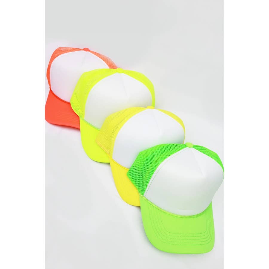 Neon Colors Foam Solid Two Tone Trucker Hat: NEON ORANGE / ONE