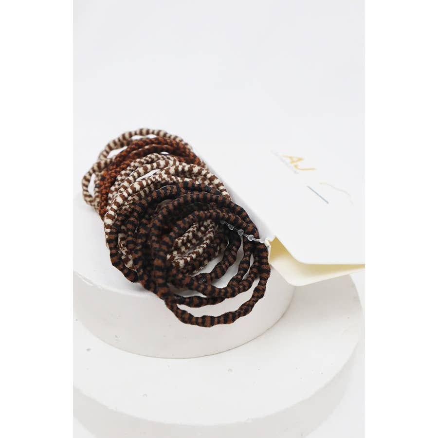 Brown Tone Rubber Ponytail Holder for Fine Hair: BROWN COMBO / ONE