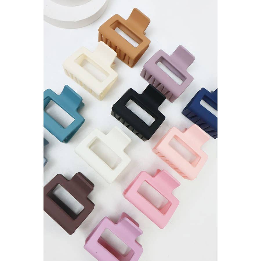 Matte Color Rectangle Medium Hair Clip: MIX COLOR / ONE