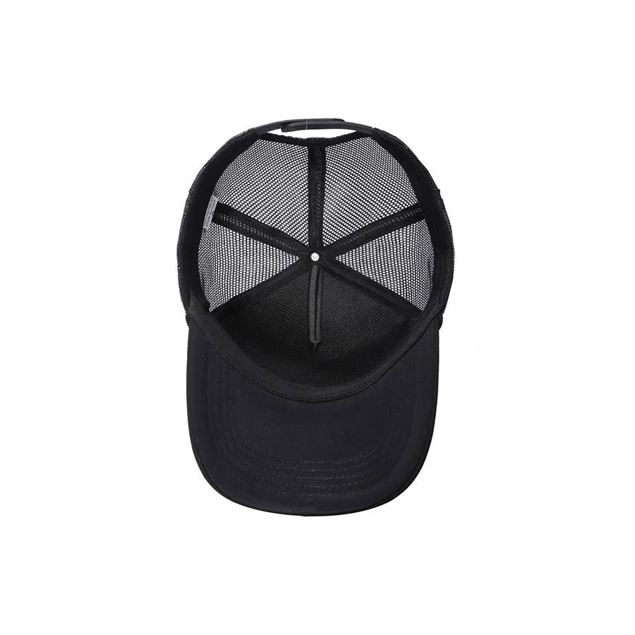 Classic Foam Trucker Hat Summer Mesh Rope Cap: BLACK / ONE