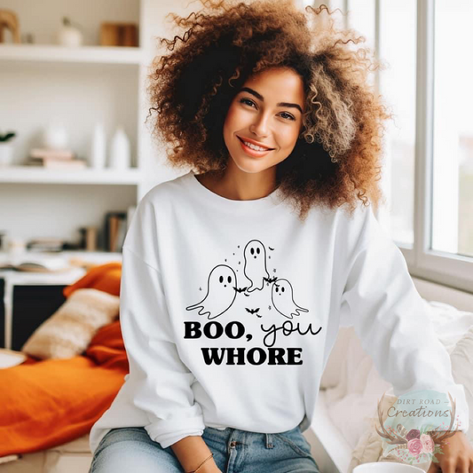 Boo Ghost Screen Print Sweatshirt